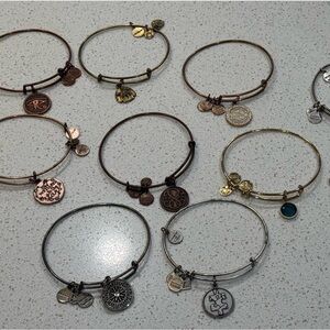 LOT OF 11 Alex and Ani Metal Charm Bangle Bracelets - Gold, Rose Gold, Silver